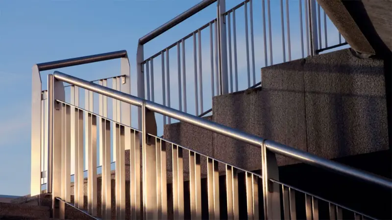 Interior staircase with custom steel railing design