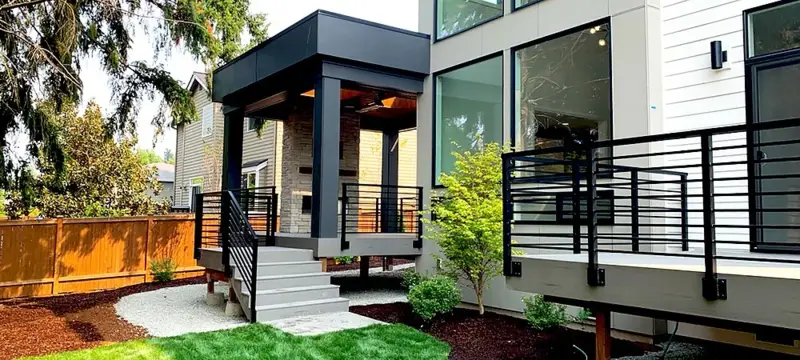 Durable outdoor metal railing with modern design